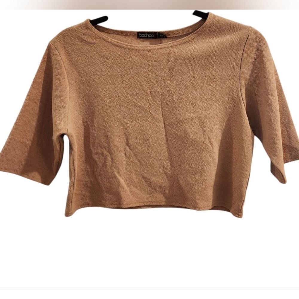 BOOHOO Tan Crop Top Festival Beach SZ 4 US - Picture 4 of 8